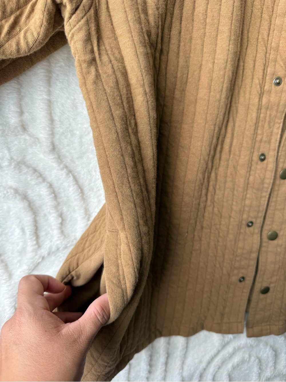 Goodfellow & Co Quilted Chest-Pocket Shirt Jacket in Camel - Picture 3 of 6